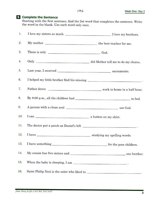 Spelling 3 for Young Catholics (key in book)