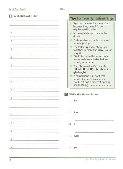 Spelling 3 for Young Catholics (key in book)