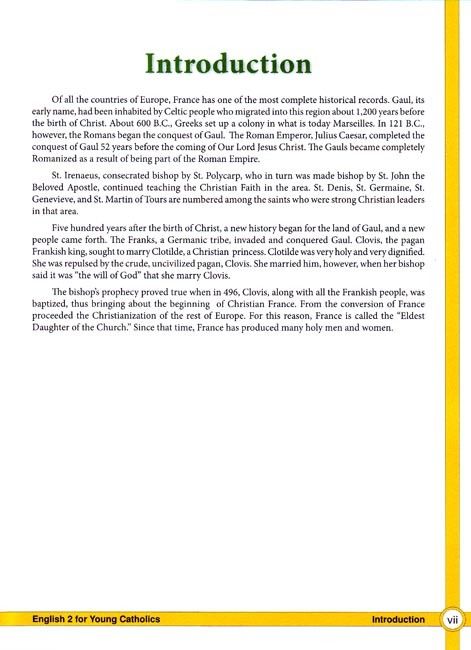 English 2 for Young Catholics (key in book)
