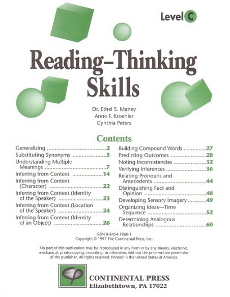 Reading/Thinking Skills Level C