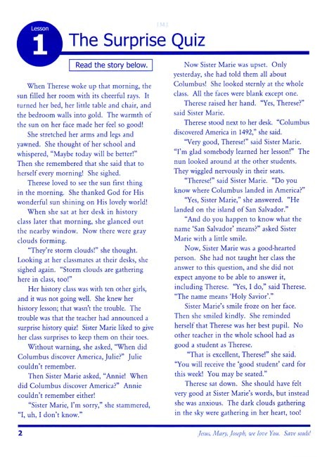 Reading 5 for Young Catholics Thinking Skills (key in book)