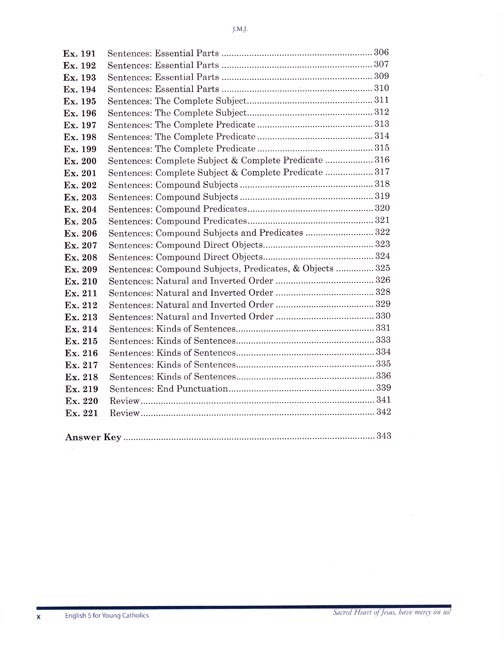 English 5 for Young Catholics (key in book)