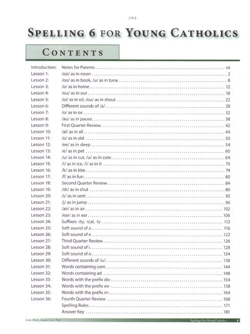 Spelling 6 for Young Catholics  (key in book)