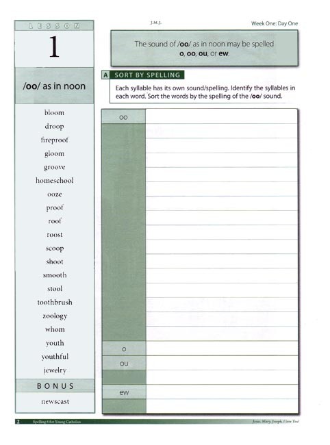 Spelling 6 for Young Catholics  (key in book)