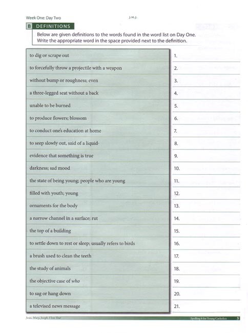 Spelling 6 for Young Catholics  (key in book)