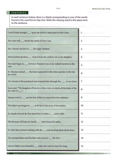Spelling 6 for Young Catholics  (key in book)