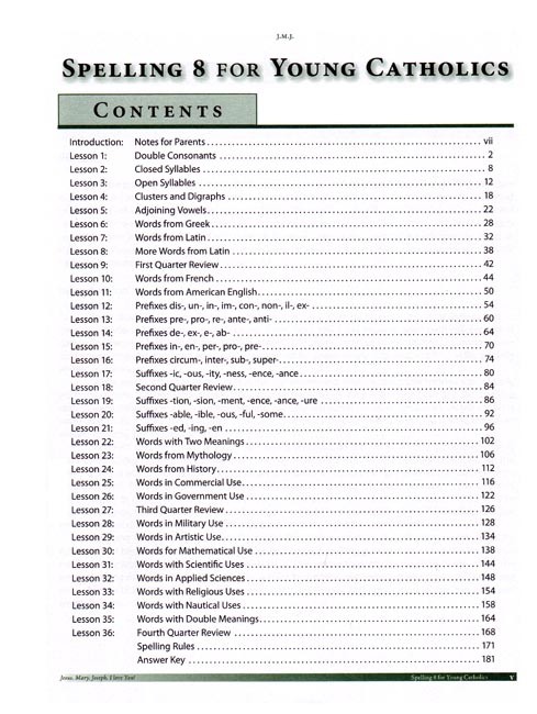 Spelling 8 for Young Catholics  (key in book)