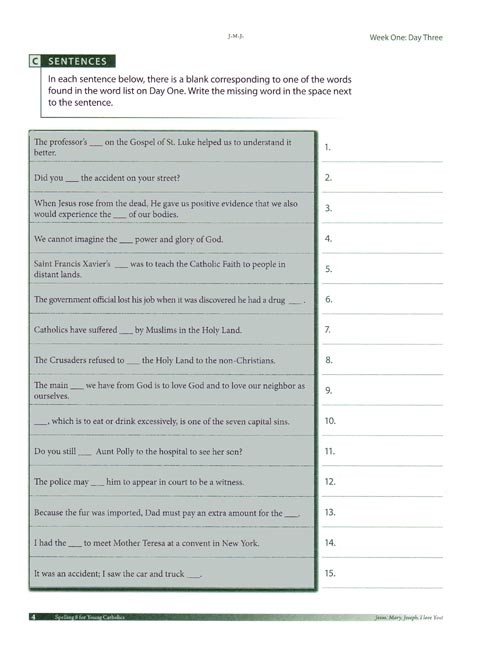 Spelling 8 for Young Catholics  (key in book)
