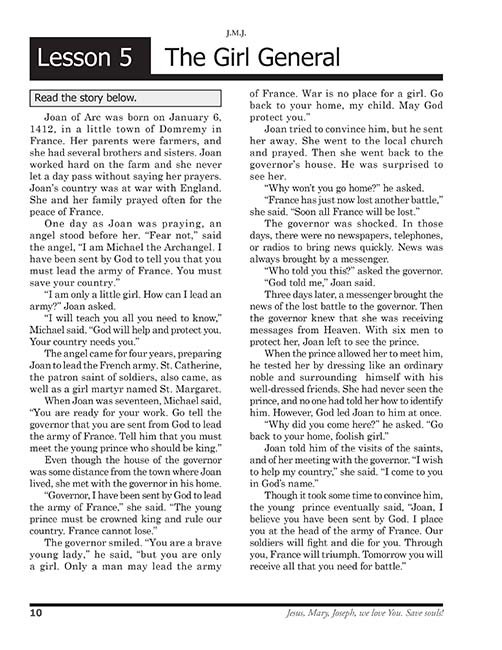 Reading 4 for Young Catholics Thinking Skills (key in book)